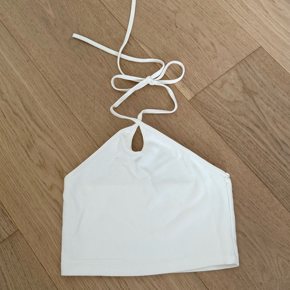 zara ribbed halter top